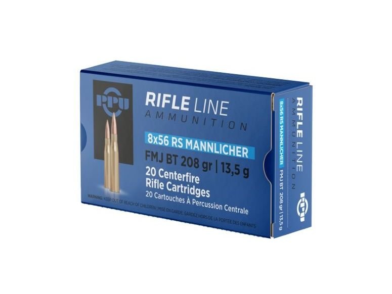 8x56RS Mannlicher, FMJ BT 13,5g, PPU