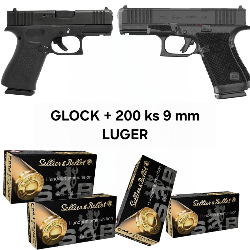 AKCE - GLOCK + 200 ks střeliva 9 mm LUGER ZDARMA