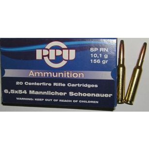 6,5x54 Mannlicher Schoenauer, SP 10,1g, PPU 6,5x54 Mannlicher Schoenauer, SP 10,1g, PPU